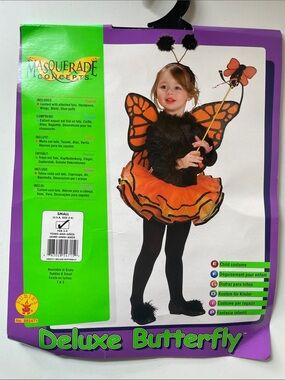 Masquerade Concepts Toddler Small  4-6  Orange Butterfly Kids Costume